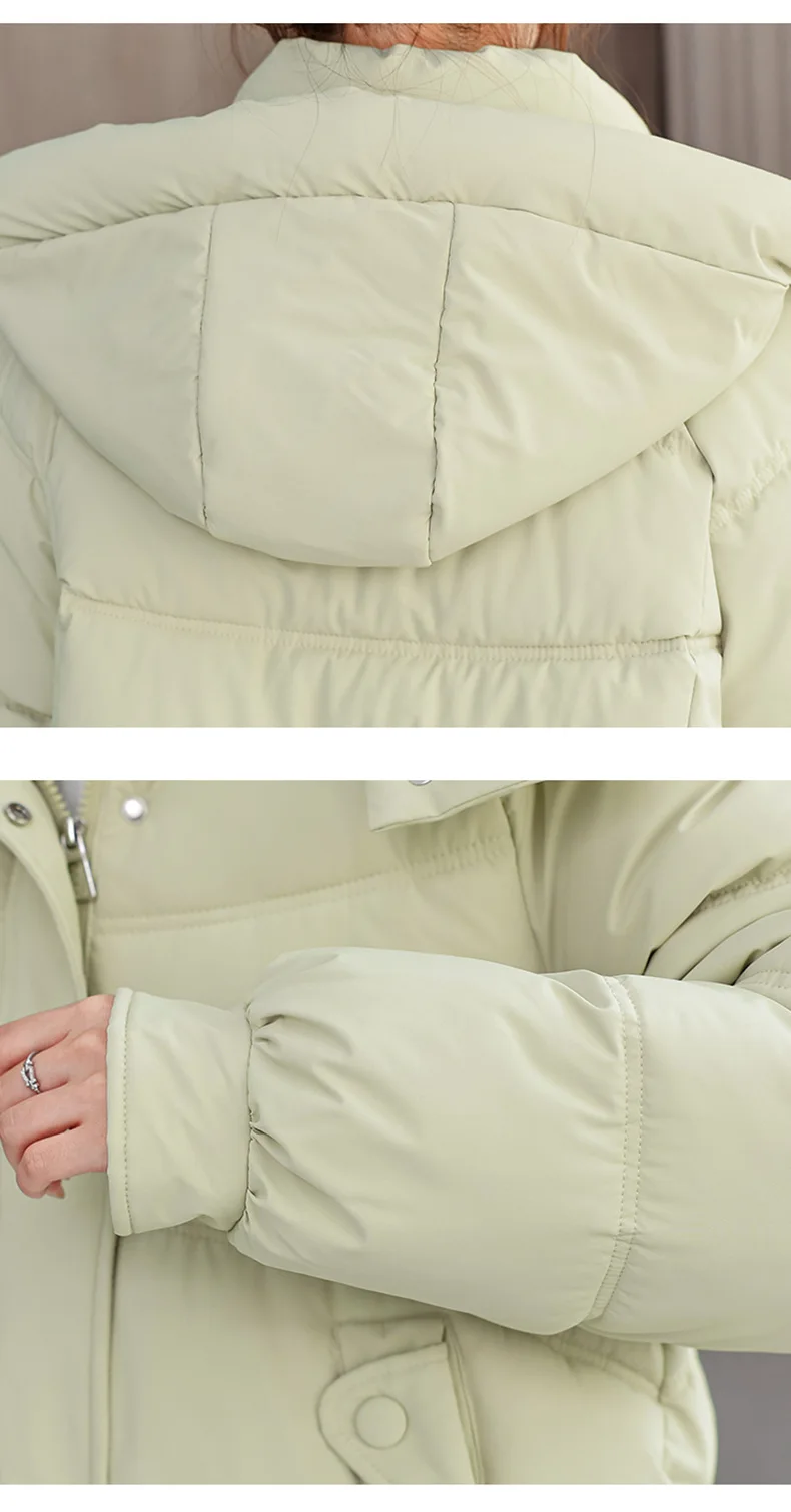 Winter Thick Puffer Coat Women Zip Up Windproof Russian Cold Weather Snow Jacket Detachable Hooded Outerwear Candy Color New