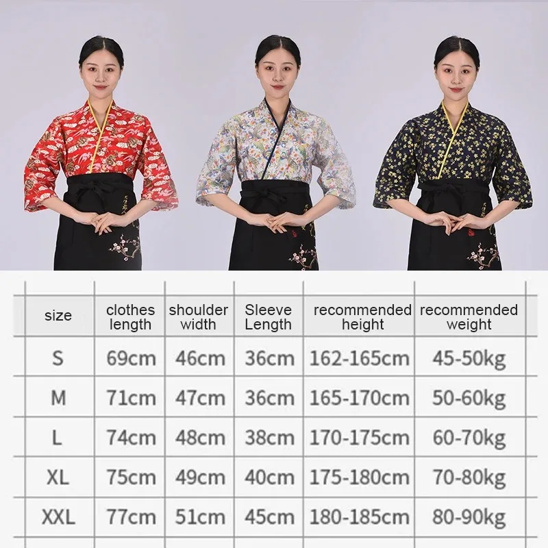 Unisex Japanse chef-kok jas tops sushi keuken restaurant foodservice werkkleding chef-kok jassen hotel keuken kok uniform