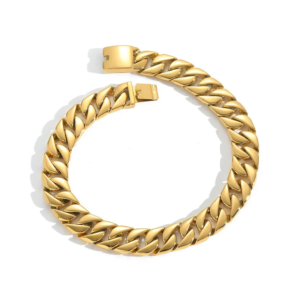 

20mm Male Cuba Chain Heavy Link Necklace For Women Men HipHop Thick Gold Color Polished/Brushed Stainless Steel Jewelry