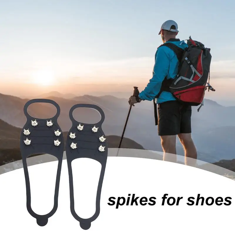 Ice Cleats for Shoes Non-Slip Snow Traction Crampon with 6 Spikes Ice Grippers 1 Pair Boots Spikes for Ice Snow Winter Hiking