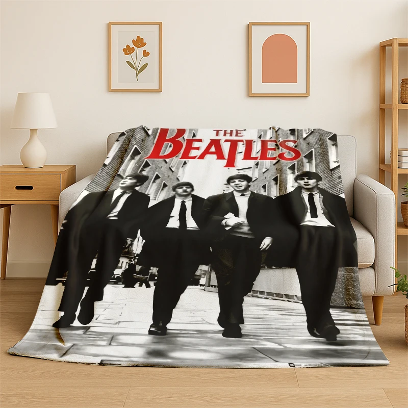 3D B-Beatles Rock Band Star Flannel Blanket Soft Warm Throw Blanket for Bedroom Living Room Bed Travel Camping Picnic Gift kid
