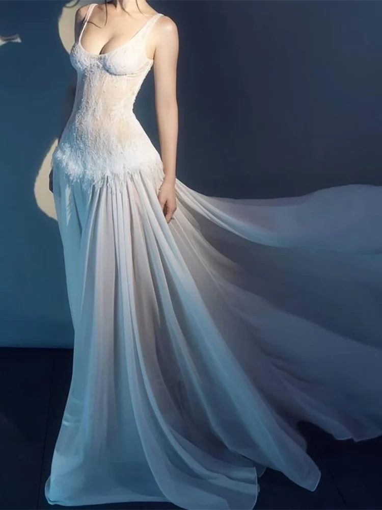 

Classic Scoop Collar Sleeveless Pleat A-Line Bride Wedding Dresses Bridal Gowns Customized