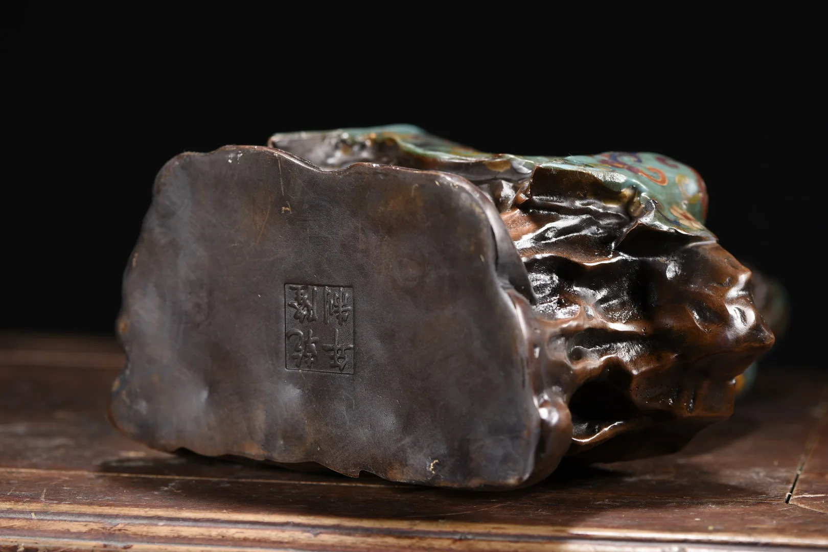 Collection Old Bronze Cloisonne Enamel Flower Texture Bench Buddha Guanyin  Bodhisattva Sitting on the bench with Buddha