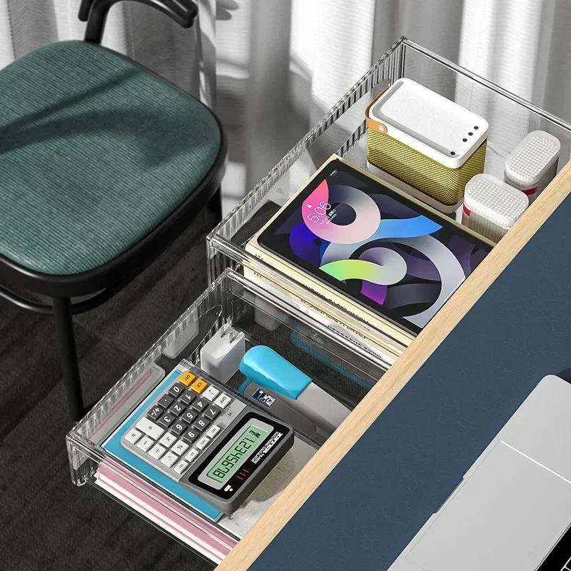 Invisible Storage Table Shelf Storage Box New Pull Out Storage Box Hanging Under Desk Drawer Large Capacity Undertable Drawer