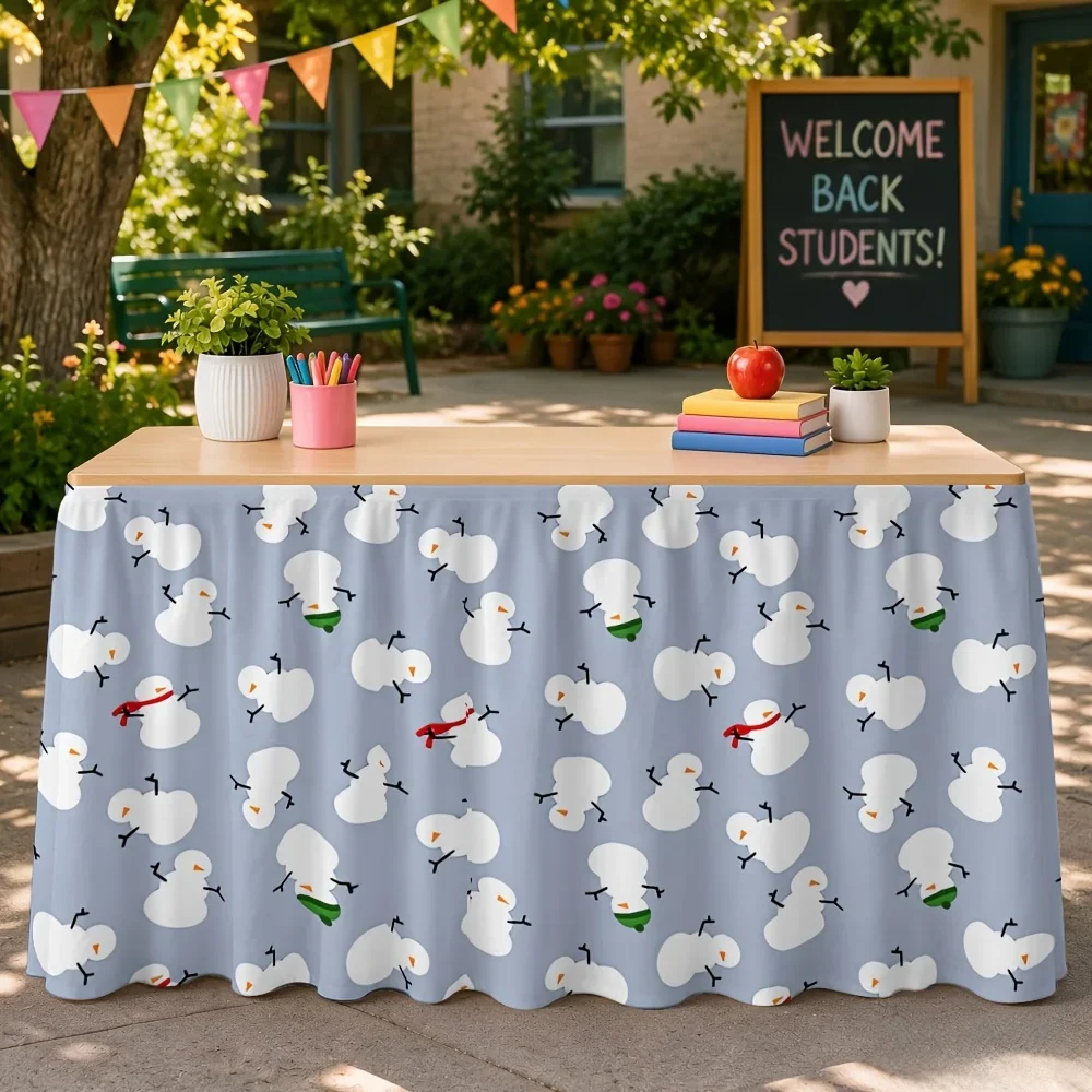 Halloween-themed cute snowman printed tablecloth, suitable for party, kitchen and restaurant decorationxzj