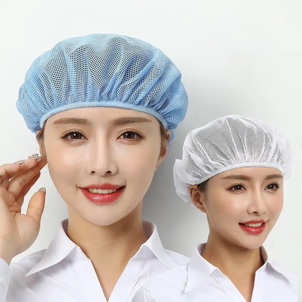 Durable Elastic Mesh Work Hat Dust-proof Oil-Resistant Catering Work Wear Breathable Cooking Hygienic Cap Food Service