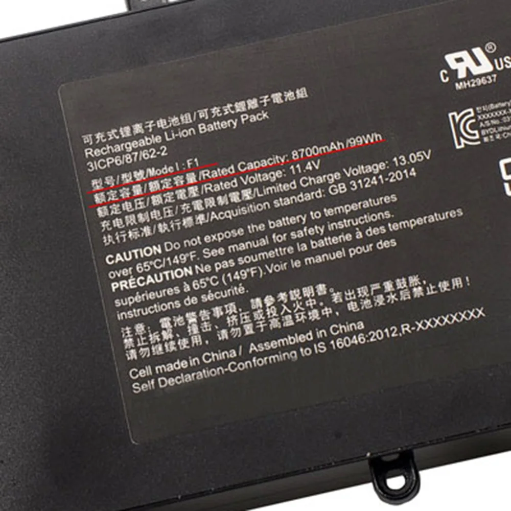 11.4v 99WH RZ09-0166 F1ノートパソコンのバッテリーraze刃プロ2016 2017 gtx RZ09-01662E53-R3U1 RZ09-01663E52 01663E54 3ICP6/87/62-2