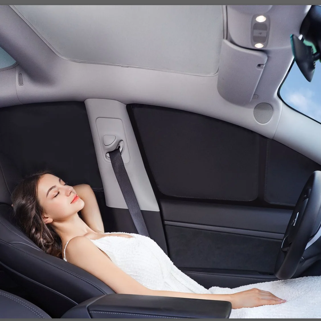 For Tesla Model X Privacy Side Window Sunshade Front Windshield Glass Roof Mesh Sun Shade Flap Door Sunroof Skylight Shading
