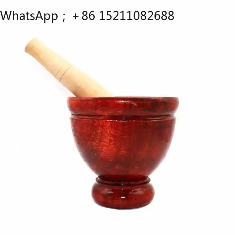 LLY Household Solid Wood Pounding Garlic Grinder Pound Wood Pepper Ring Bowl Pair Nest Pestle Pound Pound Bucket Wood Mortars