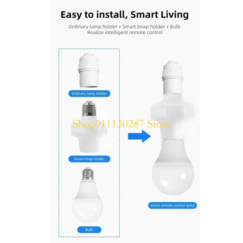 

J1HC 4in1 Wireless E27 Lamp Bulb Adapter with APP+Remote Control Timer for Light Lamp