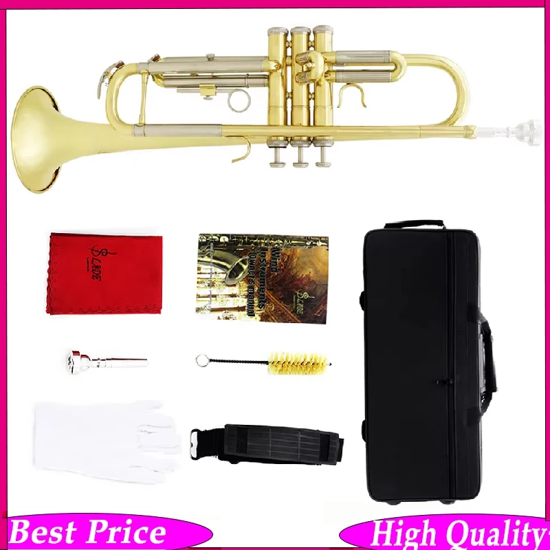 SLADE Phantom Professional Bb Trumpet White Brass Gold-Silver Gradient Acoustic Body with ±1¢ Pitch Lock Brass Set