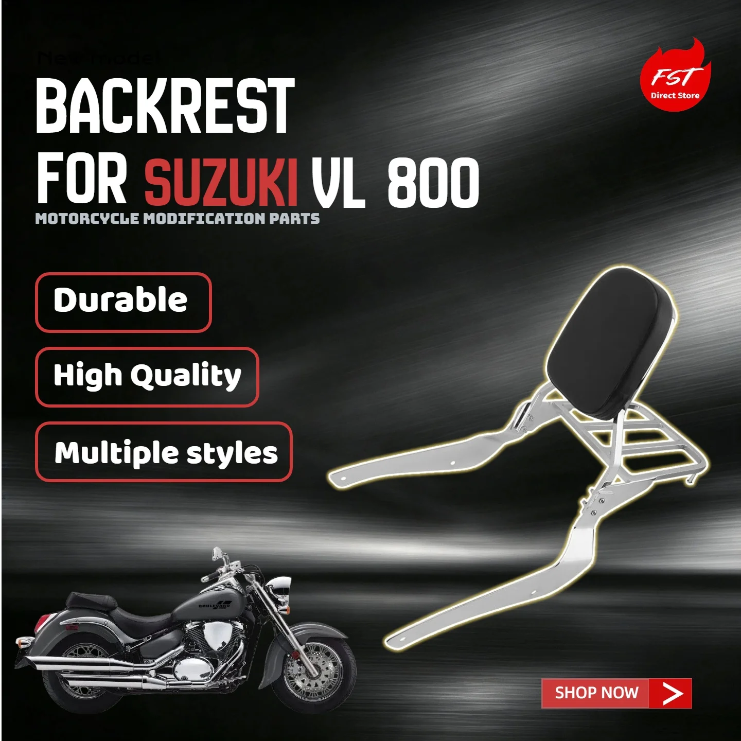 For Suzuki VL800 C50 Sissy Bar Backrest Rear Luggage Rack Modification Parts