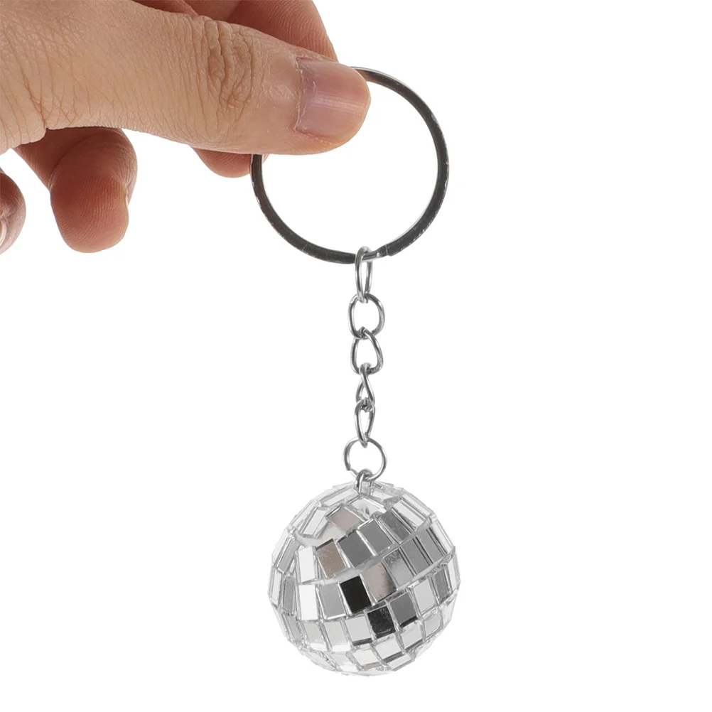 

6Pcs Mirror Ball Disco Keychains Mini Disco Accessories Party Favors Silver Bag Pendants Holiday Christmas Goodie Bag Stuffers