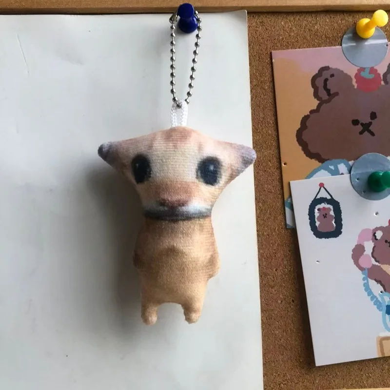 Funny Abstract Amigadiduo Meow Plush Pendant - Cute Cat Keychain, Backpack Bag Charm for Daily Decoration