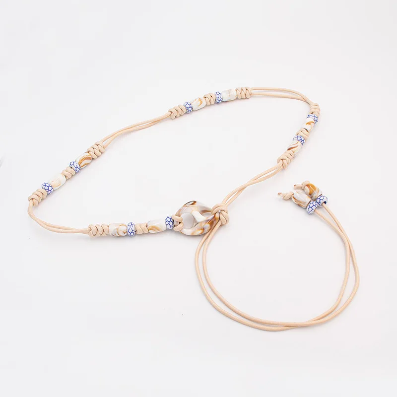 Bohemian Belt Ethnic Accessories Coconut Shell Beaded Beautiful Dress Belt Vacation Women's Waist Rope