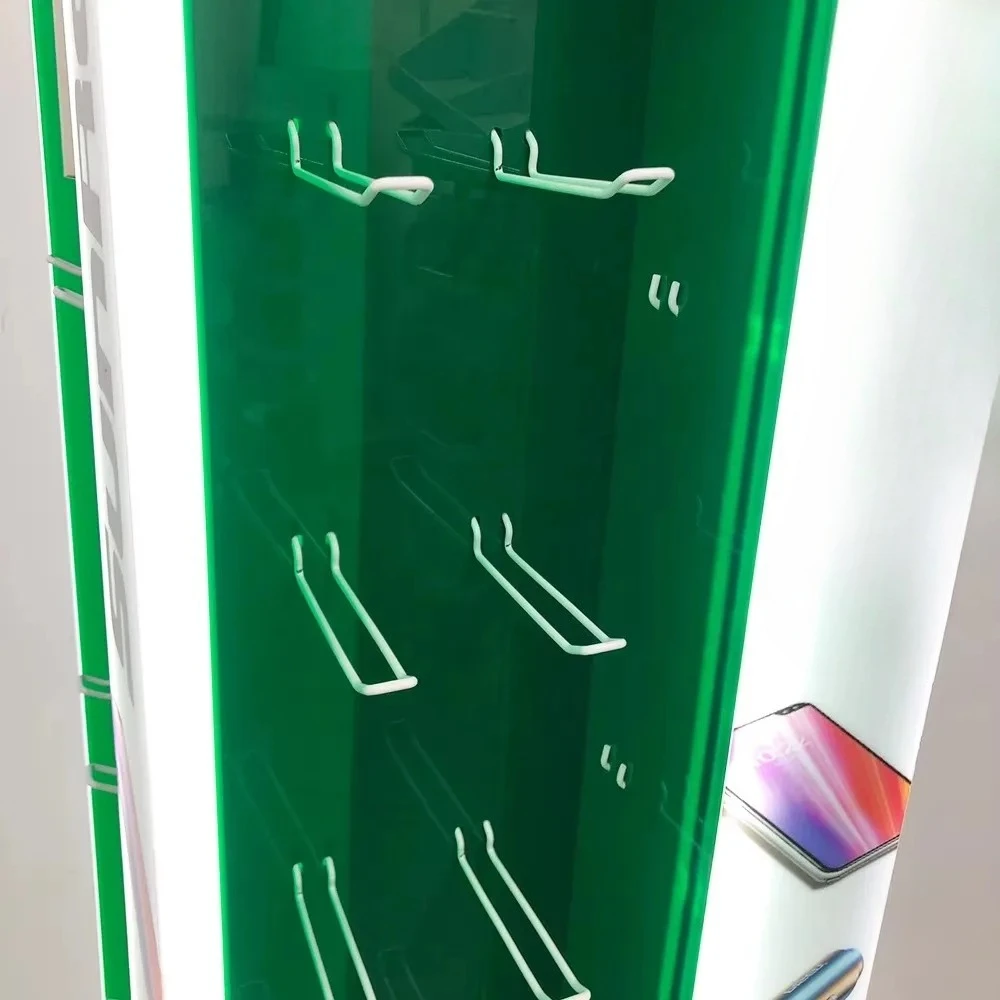 New floor-to-ceiling wheel acrylic mobile phone accessories display stand with hook