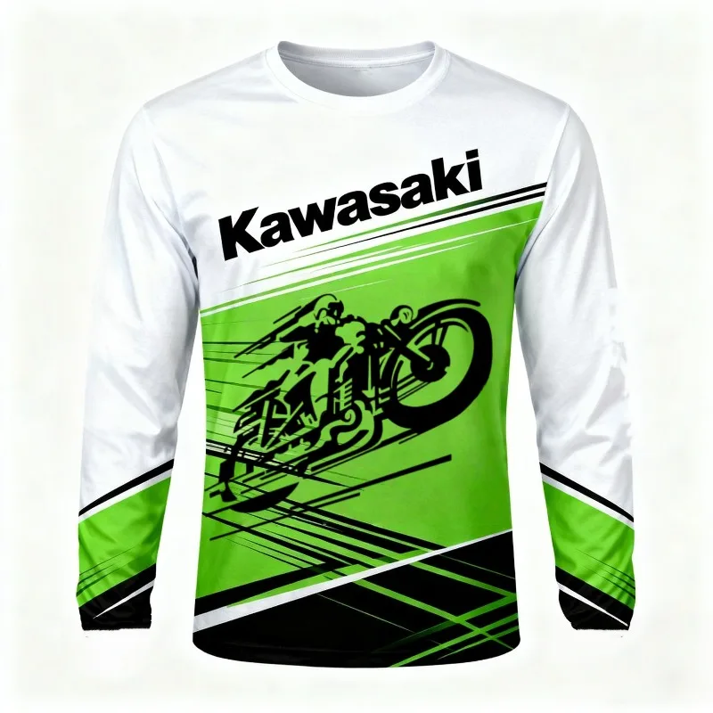 

Kawasaki Men's Long Sleeved T-shirt Breathable Cycling Shirt, Suitable for Mountain Biking, Running, and Hiking Quick Drying