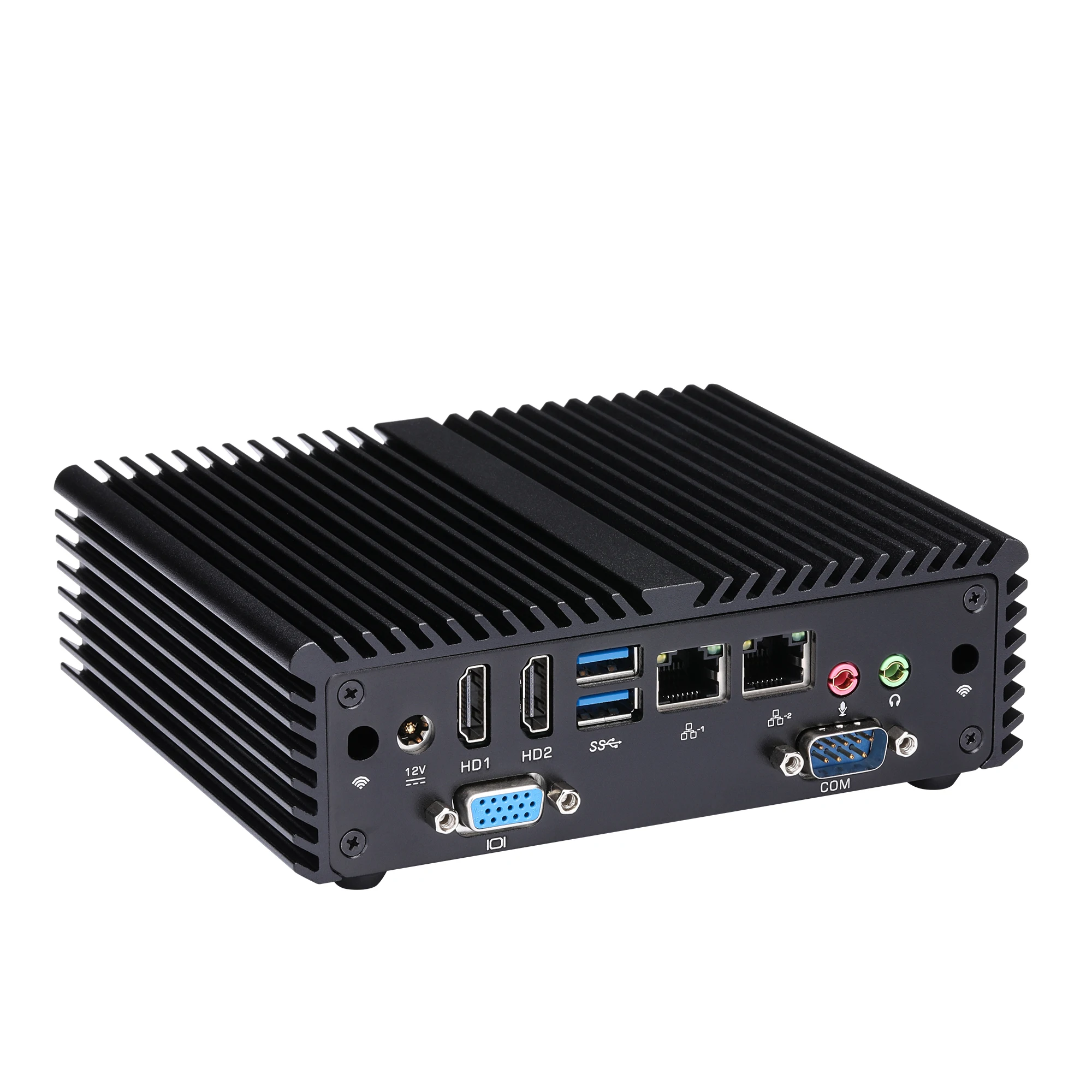 Qotom Q170P Quad Core Mini PC Pentium J3710 kleiner Computer 2HD Display VGA PC AES-NI Lüfterloser Industrie-Mini-Computer