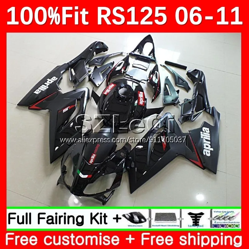 Injection For Aprilia RSV125 R RS 125 RS125 Stock black 06 07 08 09 10 11 9No.2 RS-125 2006 2007 2008 2009 2010 2011 Fairings