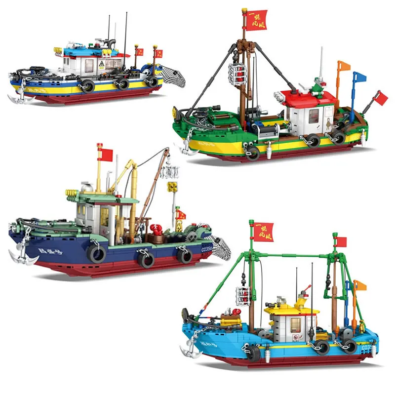 Woma Fishing Expert Building Blocks Fishing boat bricks Christmas gift NEW Arrived for boys with three dolls ages 6+