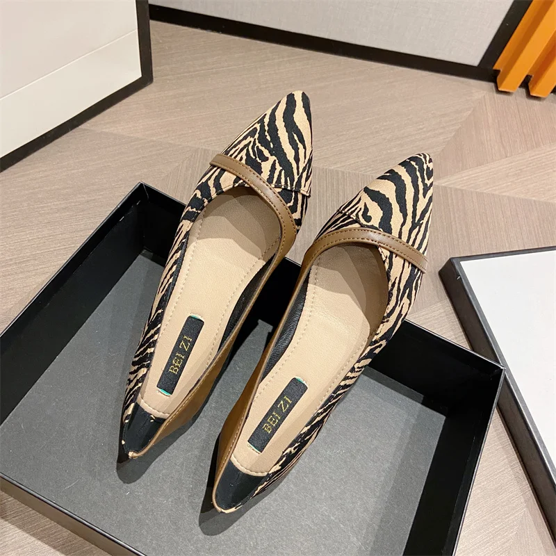 Women Flats 2023 New Spring Summer Casual Shoes Daily Wearing OL Working Shoes Pointed Head Size 35-41 All Match Pu Leather