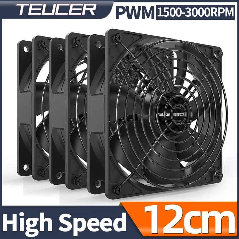 Teucer High Speed Large Air Volume 3000rpm PC Case Fan Mining Machine Workstation Cabinet Server System Cooling with Controller