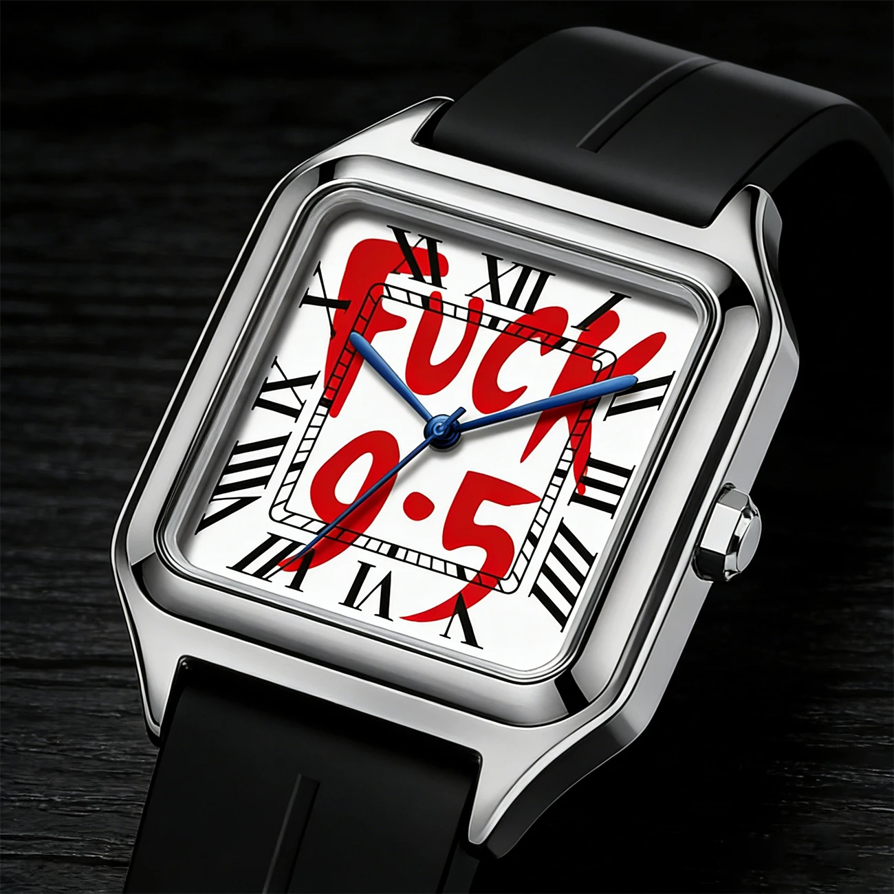 

FUCK9.5 Fashion Lightweight Silicone Strap Neutral Stainless Steel Alloy Square Dial Waterproof Quartz Watch