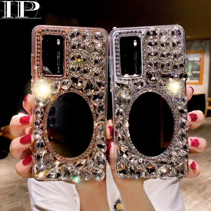 

Luxury Bling Crystal Rhinestone Diamond Stone Mirror Clear Phone Case For Iphone14 13 12 15 Pro MAX XR X XS 8 7 Plus Funda