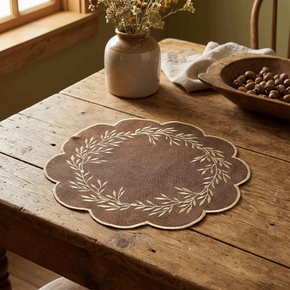 Exquisite Oil-Proof Embroidered Placemats Stain-Resistant Thickened Flower Coasters Decorative Washable Bowl Mats Restaurant