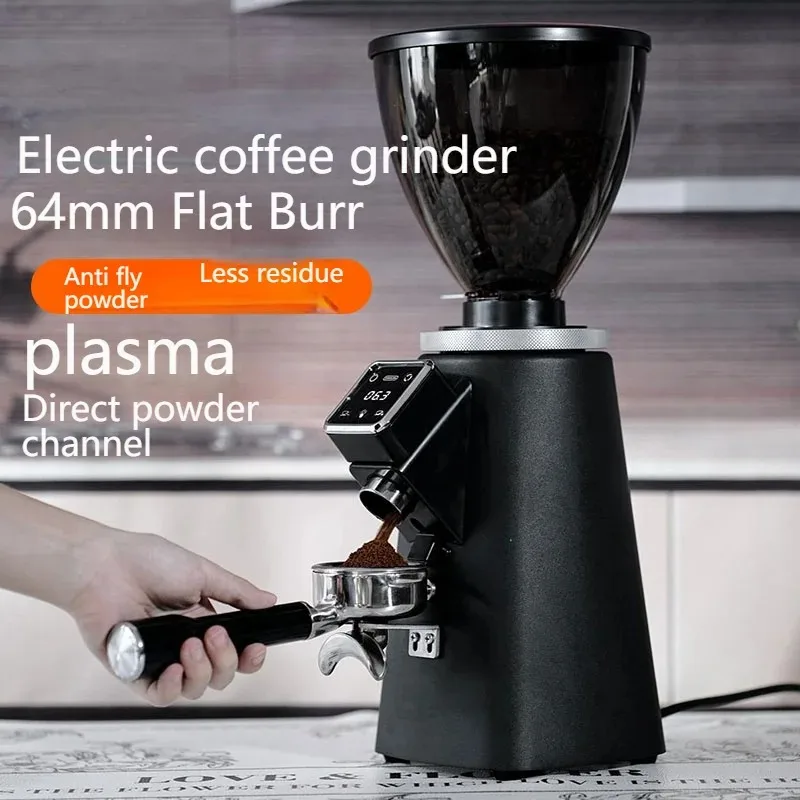 CAFOVO G1005 Commercial Coffee Grinder 64mm Flat Burr Plasma Anti-Static for Espresso Pour Over French Press Coffee Mill