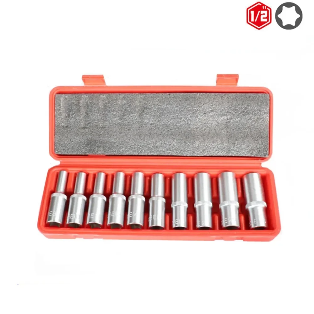 E Torx Star Female Bit Sockets Set 9/10/14/17Pcs 1/2\