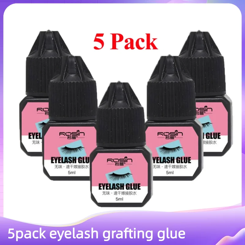 5 Pack Eyelashes Extension Glue Waterproof Lasting Grafting Lashes Glue Quick Drying Adhesive Black Glue No Irritant Makeup Tool