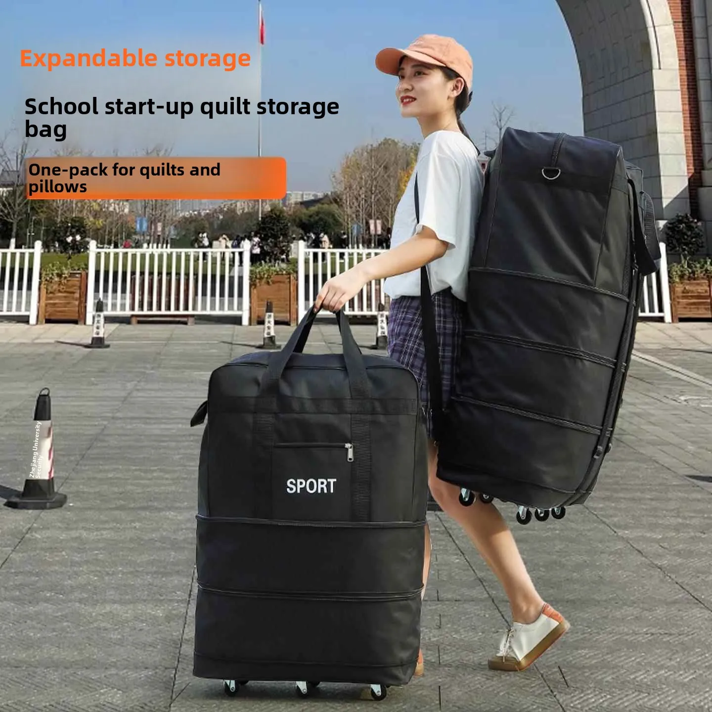 

Oxford Cloth Student Quilt Storage Bag with Wheels Super Large Capacity Thickened Luggage Packing Bag Home Dustproof Bag