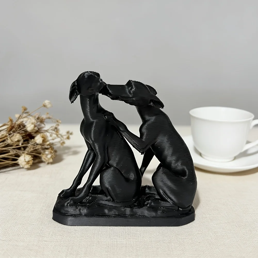 Roman Sculpture Featuring Two Intimate and Interactive Puppies, Statue of A Tauri Hound, and Adorable Ornament for Dog Lovers