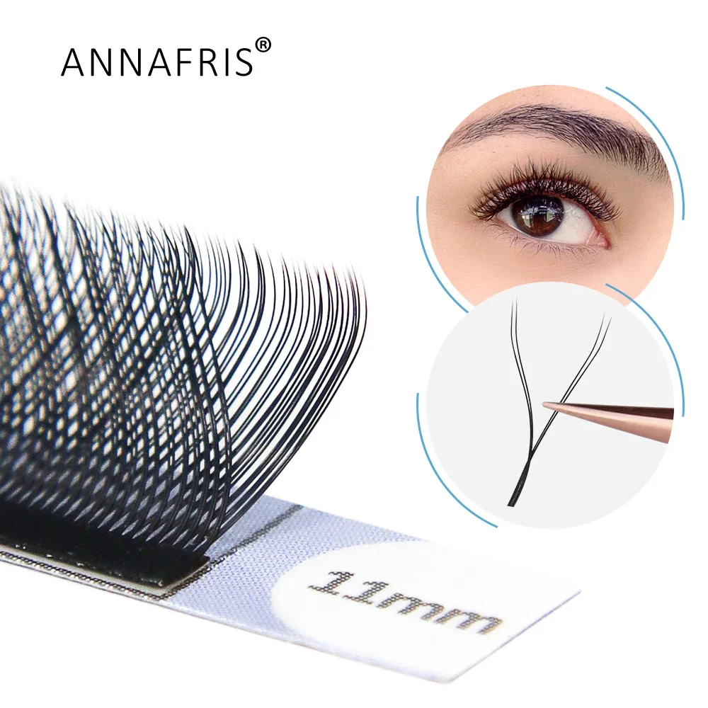 ANNAFRIS-extensiones de pestañas en forma de YY, rizo C/D, puntas dobles 2D, ventilador de volumen prefabricado, pestañas postizas suaves naturales