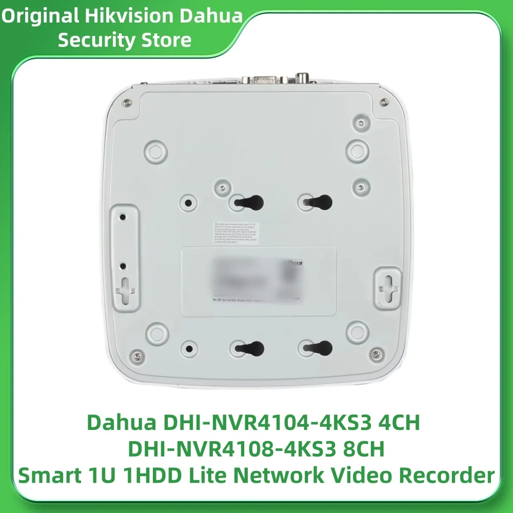 Dahua NVR4104-4KS3 4CH NVR4108-4KS3 8CH Smart 1U 1HDD Lite Network Video Recorder H.265 SMD Plus EPTZ ONVIF 4K Smart Ai NVR