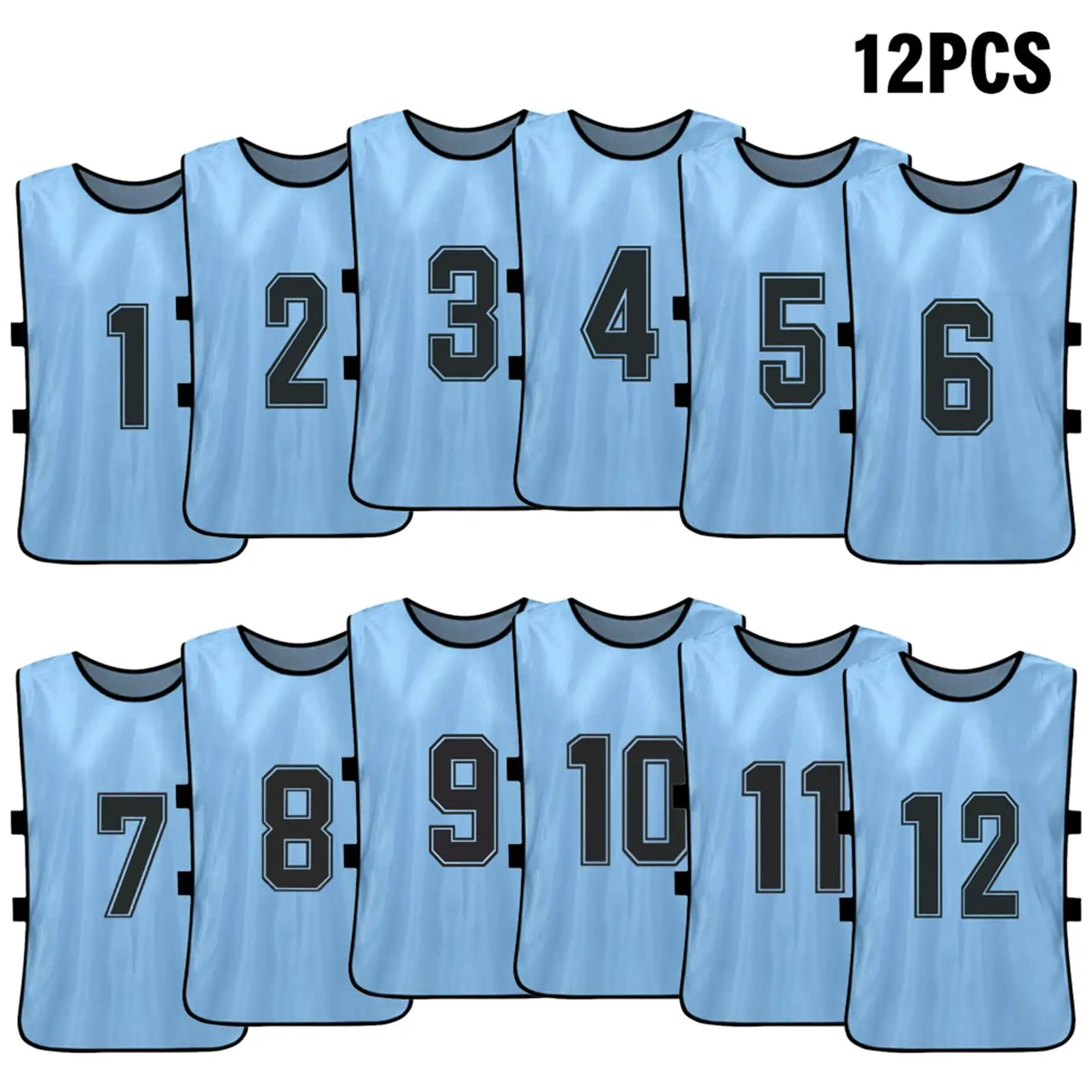 6/12pcs Kinder Fußball Pinnies schnell trocknen Fußball Trikot Jugend Sport Scrimmage Basketball Team Training nummerierte Lätzchen Sport weste – Detail 19