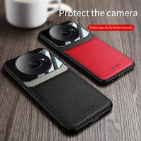 Leather Case for Xiaomi Redmi A3 Car Magnetic Holder Plexiglass Silicone Protection Phone Cover XiaomiRedmiA3 23129RN51X Coque