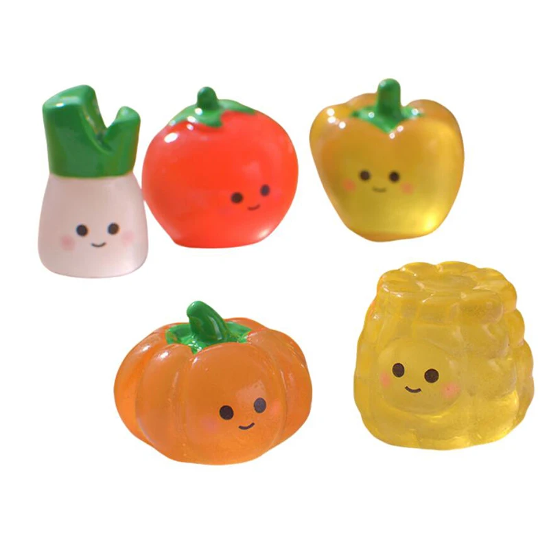 1PC Kawaii Luminoso Mini Verdura Bambola Resina Bagliore di Notte Aglio Campana Pepe Figurine Ornamento Fata Giardino Accessori FAI DA TE