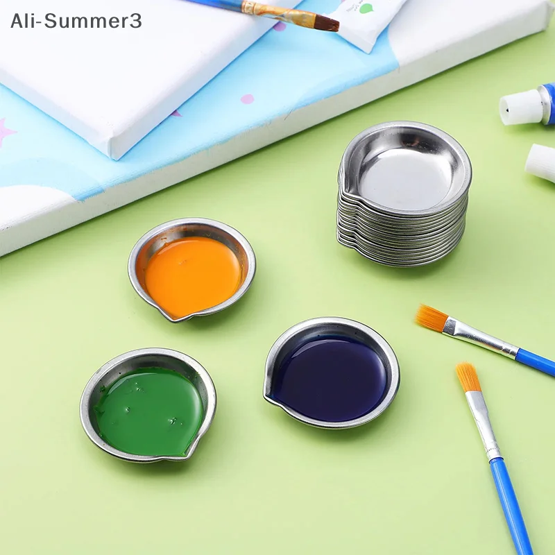 10pcs Stainless Steel Painting Color Bowls Oil Paint Trays Paint Color Mixing Cups Color Mixer Children DIY Painting Tools