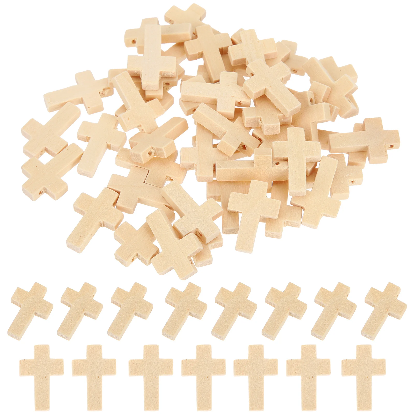 

50pcs Wooden Cross Pendant DIY Supplies Round Bracelet Charms Jewelry Decoration Necklace Making Small Unique Creative