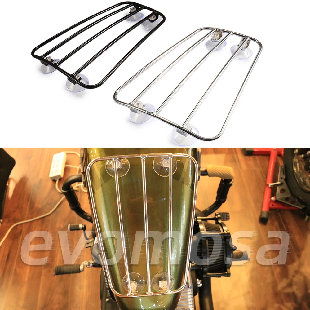 

Motorcycle Fuel Tank Luggage Rack Shelf With Strong Suction Cups Universal Suction Cup Luggage Holder Black Silver