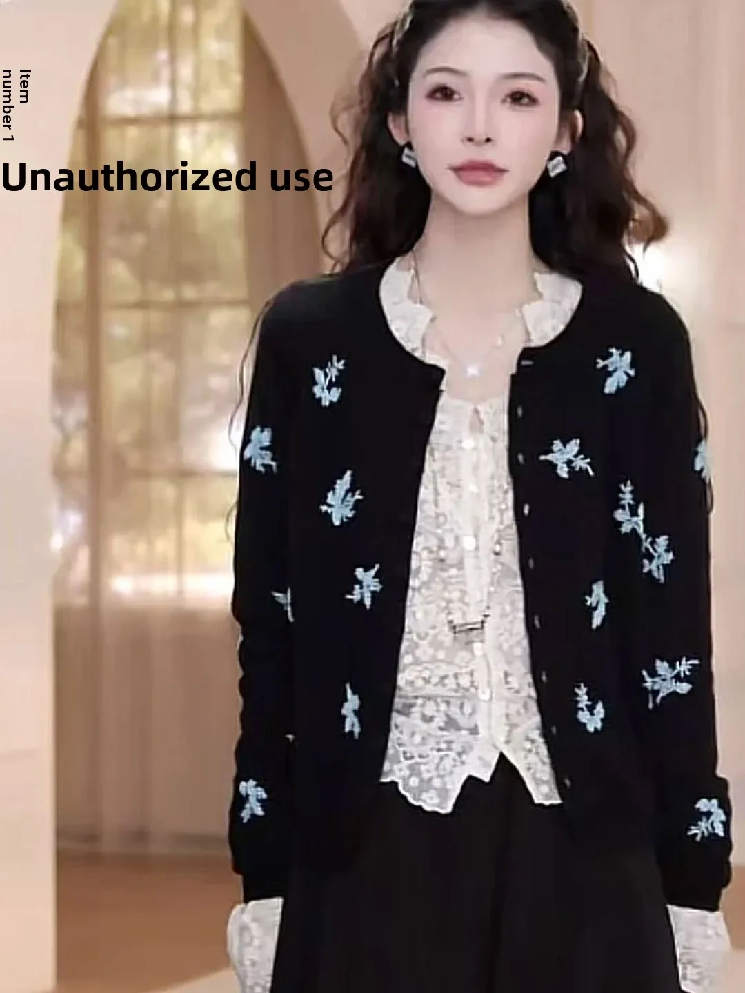 

Snowflake Embroidered Long Sleeve Knitted Open Cardigan Women's Early Autumn Loose Lazy Top Sweater Outerwear