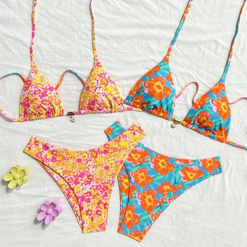 

Сексуальные два комплекта бикини с принтом, женский купальник, женский купальник из четырех предметов, пляжная одежда для купания, купальные костюмы, бразильское бикини, купальщица в бассейне