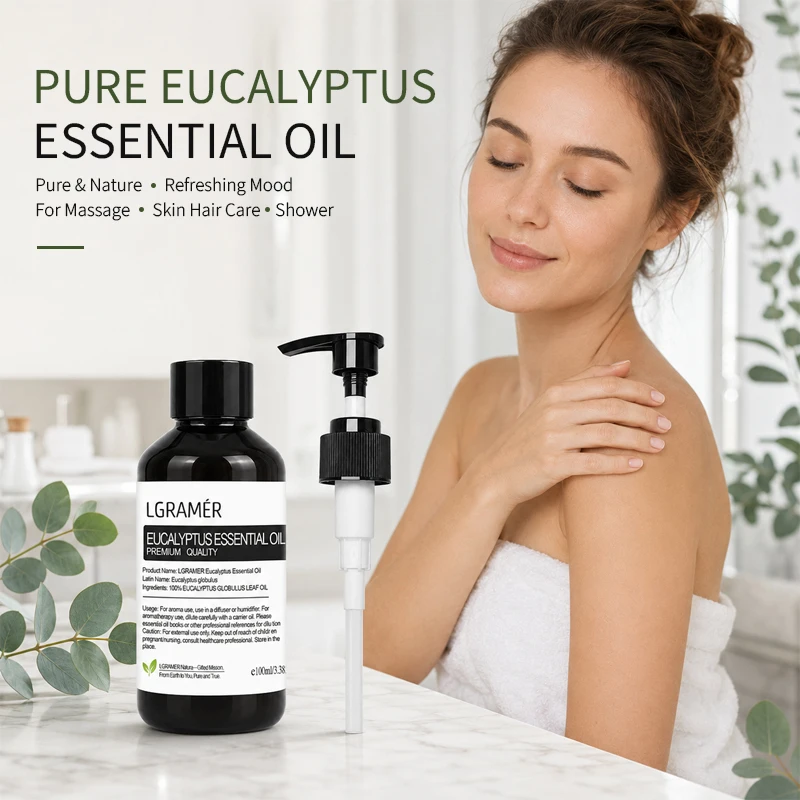 Natural Eucalyptus Essential Oil,Diffuser Friendly for Air Purify,Massage & Aromatherapy for Shower,Diffuser, Massage, with Pump