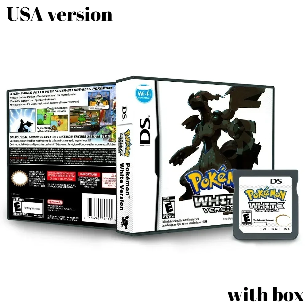 Hot USA Version English NDS Game Card | Anime Peripheral Pokemon Single Card-white Version - Black Box Collection for Boys Gift