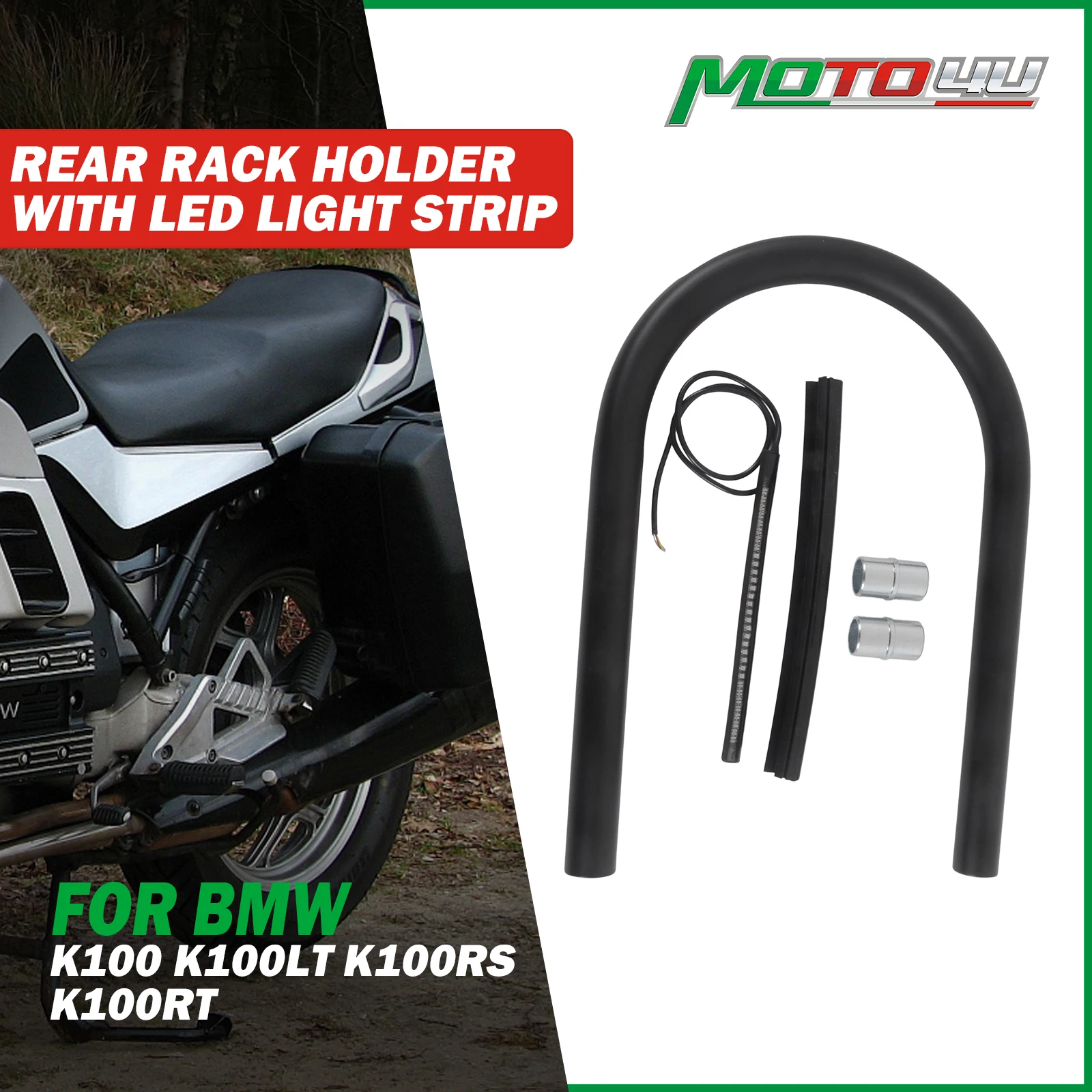 For BMW K100 K100LT K100RS K100RT K Series Motorcycle Rear Rack Holder Support Seat Tube Loop Frame Hoop With LED light Strip