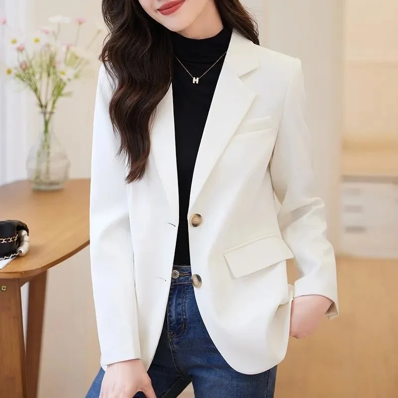 

2023 New Women Blazer Ladies Autumn Winter Outwear Blazer Female Long Sleeve Single Breasted Solid Jacket Lady Office Suit Coat