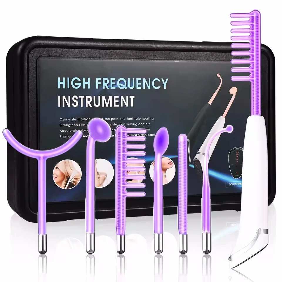 6 in 1 High Frequency Wand Touch Panel Facial Machine For Hair Face Electrotherapy Wand Argon Treatment Acne Skin Care