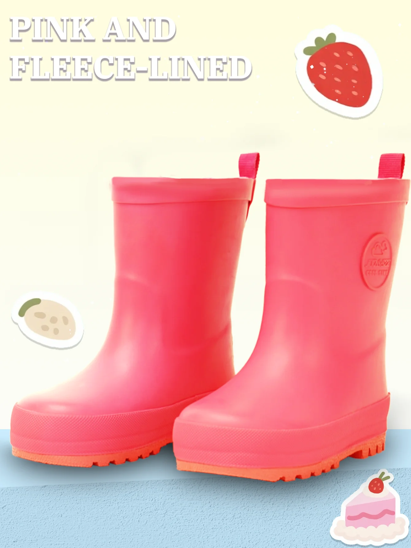 

Детская обувь розового и хлопка с хлопковыми резиновыми сапогами, водонепроницаемая и противоскользящая, легко чистится, хорошее трение, подходит для улицы.